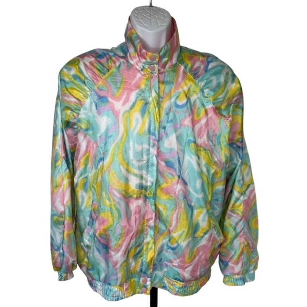 Vtg Bocoo 80s 90s Abstract Art to Wear‎ Windbreaker Jacket Sz L Barbie Ken Retro